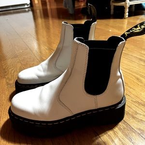 White Dr Martens Smooth Leather Platform Chelsea Boots